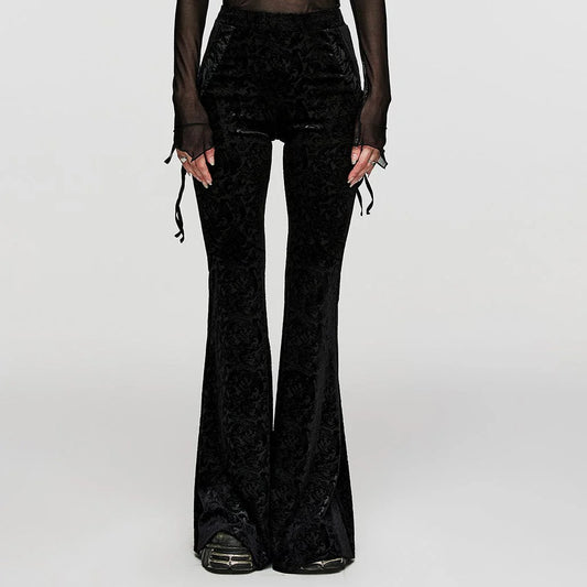 The Obsidian Velvet Lace-Up Flares